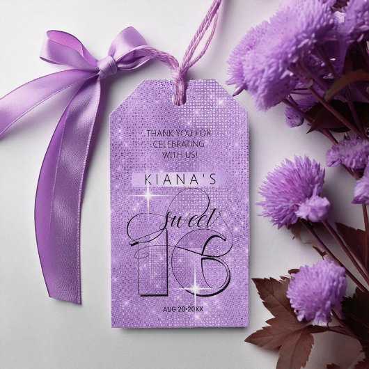 Glitter en Shine Sweet 16 Violet ID675 Cadeaulabel