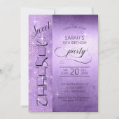 Glitter en Shine Sweet 16 Violet ID675 Kaart (Voorkant)