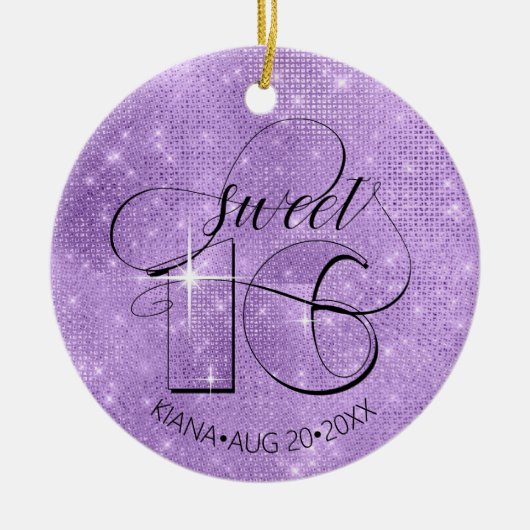 Glitter en Shine Sweet 16 Violet ID675 Keramisch Ornament (Voorkant)