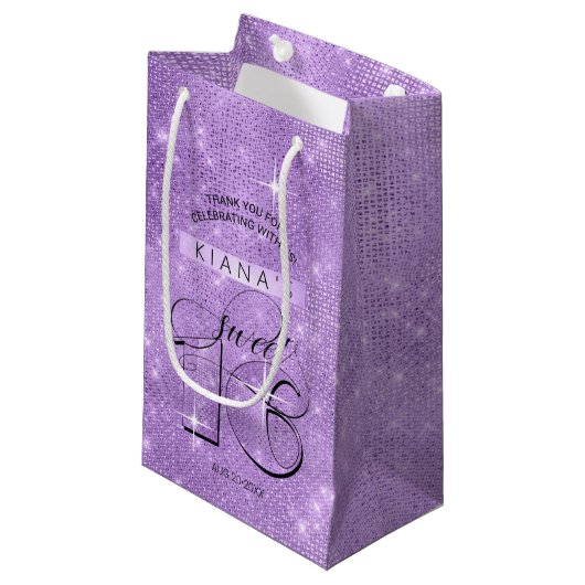 Glitter en Shine Sweet 16 Violet ID675 Klein Cadeauzakje (Voorkant Gekanteld)