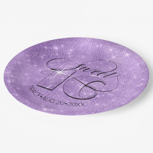 Glitter en Shine Sweet 16 Violet ID675 Papieren Bordje (Gekanteld)