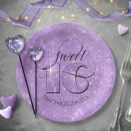 Glitter en Shine Sweet 16 Violet ID675 Papieren Bordje
