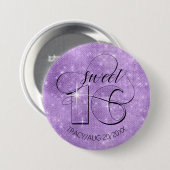 Glitter en Shine Sweet 16 Violet ID675 Ronde Button 7,6 Cm (Voorkant /achterkant)