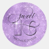 Glitter en Shine Sweet 16 Violet ID675 Ronde Sticker (Voorkant)