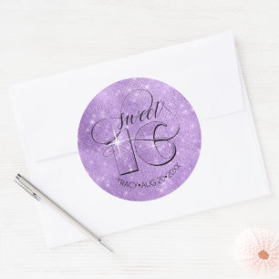 Glitter en Shine Sweet 16 Violet ID675 Ronde Sticker