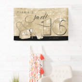 Glitter en Shine Sweet 16 Zwart/Gouden Hor ID675 Spandoek (Insitu)