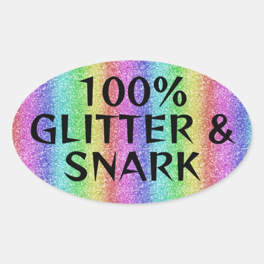 Glitter en snark - sarcastische crafter humor ovale sticker (Voorkant)