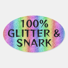 Glitter en snark - sarcastische crafter humor ovale sticker