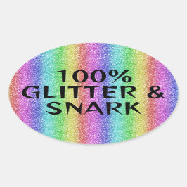 Glitter en snark - sarcastische crafter humor ovale sticker