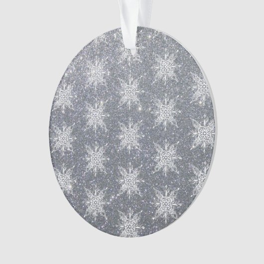 Glitter en sneeuwvlokken ornament (voorkant)