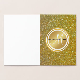 Glitter en sparkle Black Monogram Pas getrouwd Folie Kaarten