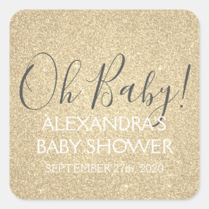 Glitter en Sparkle Oh Baby! Shower Vierkante Sticker