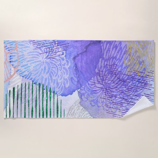 Glitter en Waterverf ontwerp Strandlaken (Voorkant)