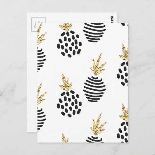 Glitter en zwarte abstracte ananassen. briefkaart (Voorkant / Achterkant)
