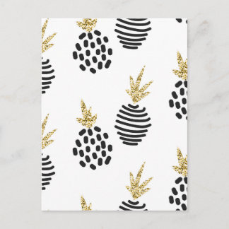 Glitter en zwarte abstracte ananassen. briefkaart