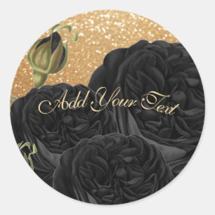 Glitter- en zwarte gouden Rozen aanpassen Ronde Sticker