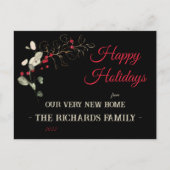 Glitter Eucalyptus & Holly Berry New Home Holiday Briefkaart (Voorkant)