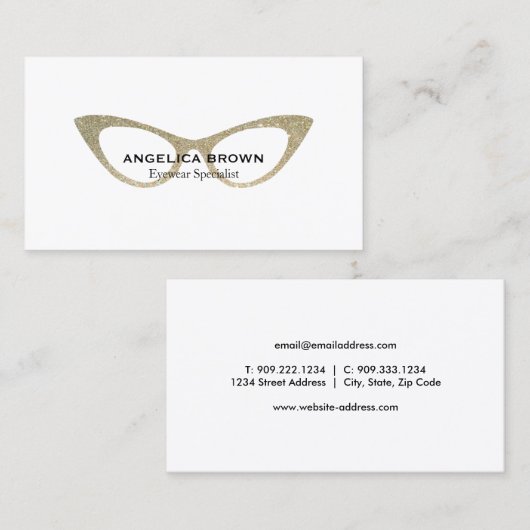 Glitter Eye Glasses Visitekaartje (Voorkant / Achterkant)