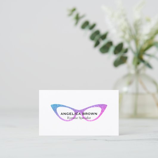 Glitter Eye Glasses Visitekaartje (Staand voorkant)