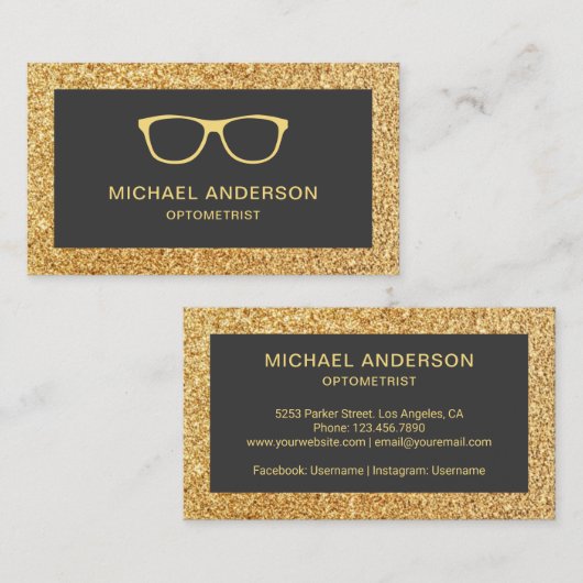 Glitter Eyeglasses Oogdokter Optometrist Visitekaartje (Voorkant / Achterkant)