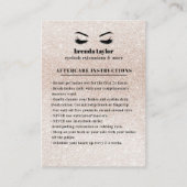 Glitter Eyelash Browbar Instructies voor nazorg Visitekaartje (Voorkant)