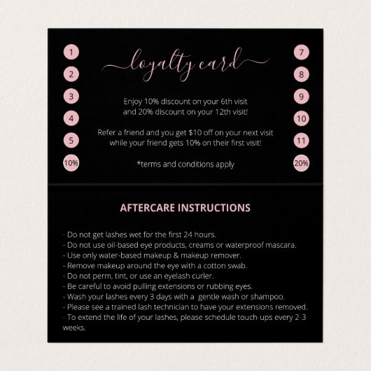 Glitter Eyelashes Aftercare Loyalty in één keer  Visitekaartje (Binnenkant ongevouwen)