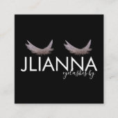Glitter Eyelashes Salon Black White Vierkante Visitekaartje (Voorkant)