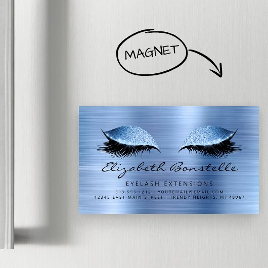 Glitter Eyes Brushed Metal Lash Extensions Blue Magnetisch Visitekaartje