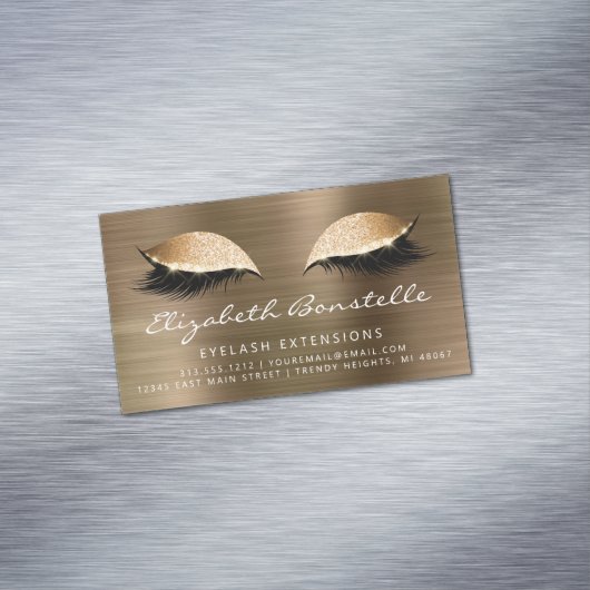 Glitter Eyes geborsteld Metaal Lash Extensions Gol Magnetisch Visitekaartje (Voorbeeld)