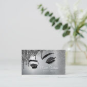 Glitter Eyes geborsteld Metal Makeup Artist Silver Visitekaartje (Staand voorkant)