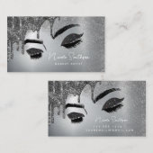 Glitter Eyes geborsteld Metal Makeup Artist Silver Visitekaartje (Voorkant / Achterkant)