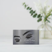 Glitter Eyes geborsteld Metal Makeup Artist Silver Visitekaartje (Staand voorkant)