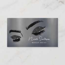 Glitter Eyes geborsteld Metal Makeup Artist Silver Visitekaartje