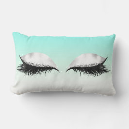 Glitter Eyes Makeup Lashes Turquoise Pastel Ombre Kussen