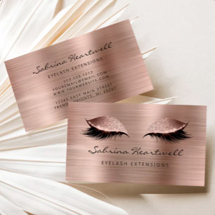 Glitter Eyes Rose Goud Metallic Wimper Extensie Visitekaartje