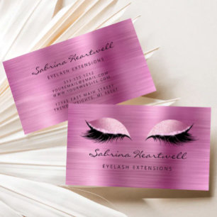 Glitter Eyes Roze Metallic Wimper Extensie Visitekaartje