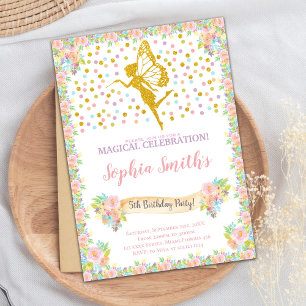 Glitter Fairy Birthday-uitnodigingen Kaart