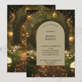 Glitter Fairy Tale Enchanted Forest Baby shower Kaart (Voorkant / Achterkant)