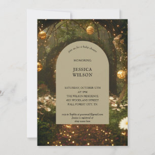 Glitter Fairy Tale Enchanted Forest Baby shower Kaart