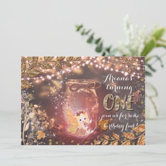 Glitter Fall Leaves Invitation Kaart (Staand voorkant)