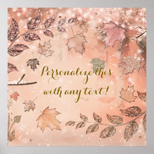 Glitter Fall Leaves Winter Golden Autumn Poster (Voorkant)