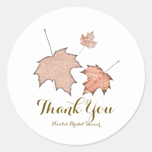 Glitter Fall Leaves Winter Golden Autumn Ronde Sticker (Voorkant)