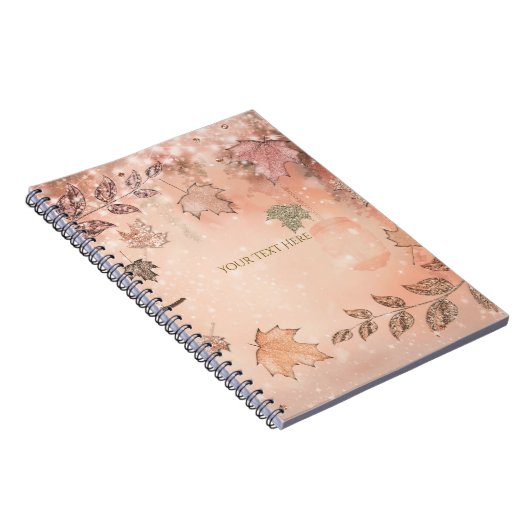 Glitter Fall Leaves Winter Golden Winter Notitieboek (Rechterzijde)