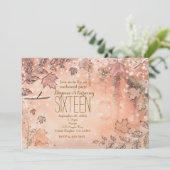 Glitter Fall verlaat Roos Gold Autumn Invitations Kaart (Staand voorkant)
