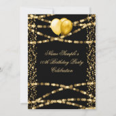 Glitter Faux Folie Gold Balloons Zwarte Dag Kaart (Achterkant)