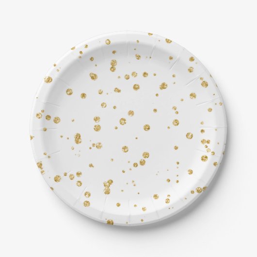 Glitter Faux Gold Confetti Bruiloft Receptie Party Papieren Bordje (Voorkant)