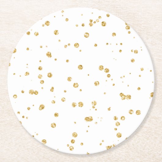 Glitter Faux Gold Confetti Bruiloft Receptie Party Ronde Kartonnen Onderzetter (Voorkant)