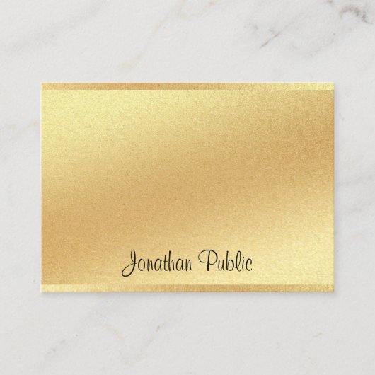 Glitter Faux Gold Hand Script Elegante kalligrafie Visitekaartje (Voorkant)