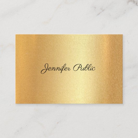 Glitter Faux Gold Hand Script Elegante kalligrafie Visitekaartje (Voorkant)