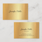 Glitter Faux Gold Hand Script Elegante kalligrafie Visitekaartje (Voorkant / Achterkant)